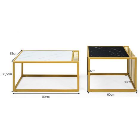 2 x abilauakomplekt diivanilaud pesalauad marmorist modernne pesalauakomplekt kollane + must + valge