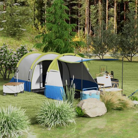 Telk, tunnelitelk 3 inimesele, valguskonksuga, eeskoda, 2 ruumi, tuulekindel peretelk kandekotiga, 2000mm veekindel pop-up telk telkimiseks, aeda, roheline