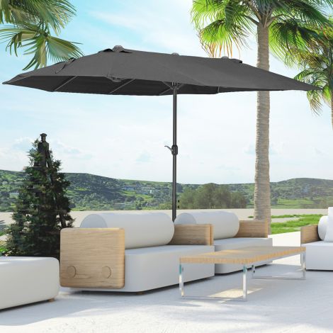 Päikesevari Aia vari Turuvihmavari Kahekordne päikesevari Terrassi vari käsikangiga Must Ovaalne 460 x 270 x 240 cm
