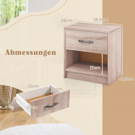Öökapp sahtliga, väike abilauake avatud riiuliga, 38,5 x 28 x 40,5 cm, naturaalne