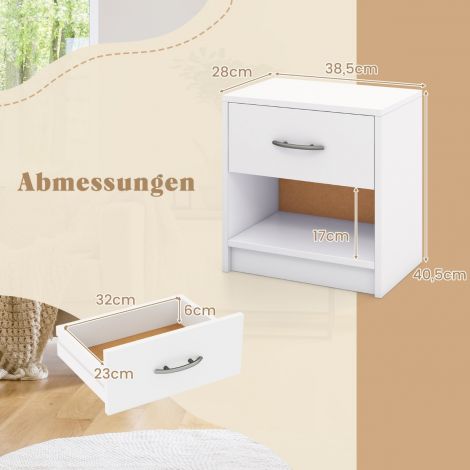 Öökapp sahtliga Väike abilauake avatud sektsiooniga 38,5 × 28 × 40,5 cm Valge