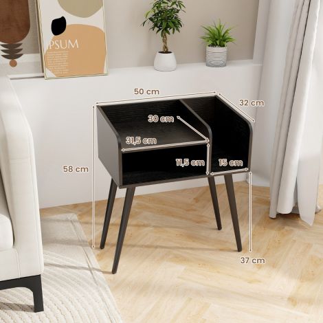 Öökapp abilauake avatud riiuliga diivanilaud metallist tugijalgadega 50 × 32 × 58 cm must 2 tk