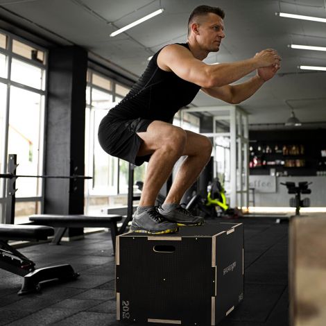 SPORTNOW 3 ühes hüppekast, puidust plyo kast käepidemega, plyomeetriline platvorm kodu- ja stuudiotreeninguks, must.