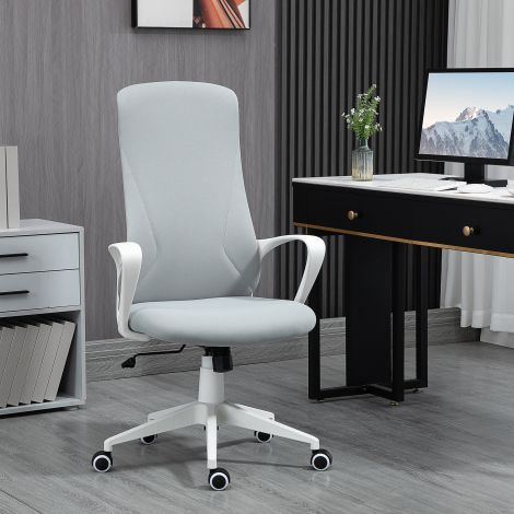 Vinsetto bürootool, kõrguse reguleerimise ja kiikfunktsiooniga, ergonoomiline pöörlev tool venivast kangast, helehall, kontorisse ja kodukontorisse.