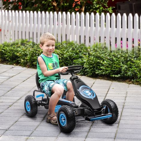 Gokart lastele sinine must reguleeritava istmega kummirehvid pedaal käsipidur alates 5. eluaastast lõbusaks õues.