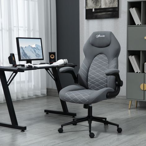 Vinsetto ergonoomiline kontoritool, kirjutuslauatool kiikfunktsiooniga, reguleeritavate käetugedega ja pehme padjaga, pöörlev tool kontorisse ja kodukontorisse.