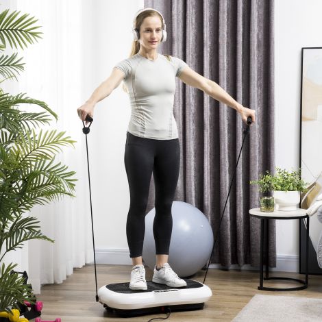 Vibratsiooniplaat treeningseade 2 treeningkummiga, 99 vibratsioonitaset kuni 120 kg, tõhusaks kogu keha treeninguks 200W.de