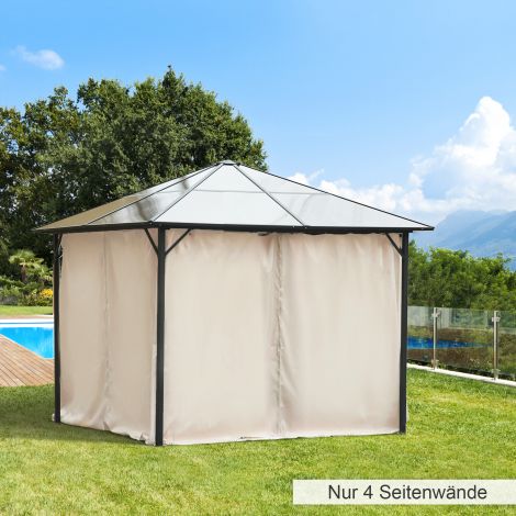 Paviljoni külgseinad 3x3m, 302L x 205K cm, konksudega, C-rõngad, ilma paviljoniraamita, vastupidav, kauakestev, polüester, beež