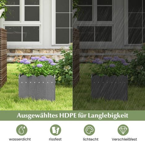 2 tk ilmastikukindlad HDPE taimepotid, ristkülikukujuline lillekast 32 × 30 × 25 cm, hall