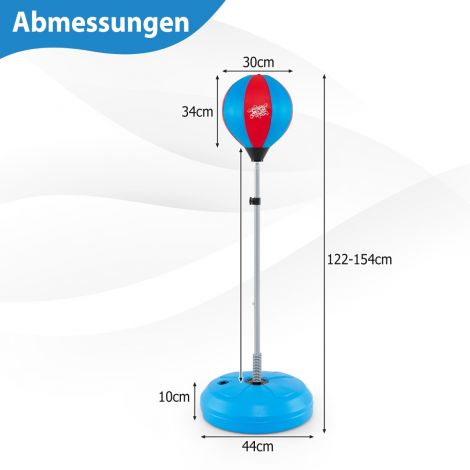 Punchingball 120–154 cm kõrgusreguleeritav seisupoksipall poksikoti komplekt lastele sinine