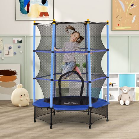 Laste batuut Ø140 cm, batuut turvavõrguga, äärekate, aedbatuut lastele 3-10 aastat, kuni 50 kg kandevõime, sinine