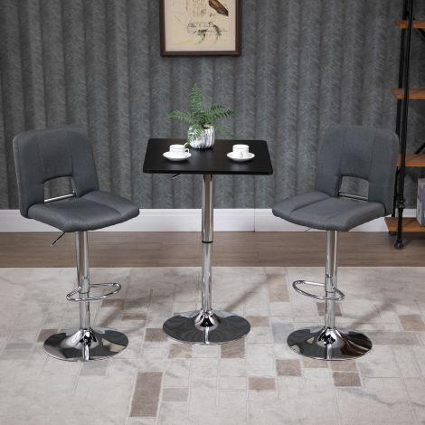 Kõrguse reguleeritav baarilaud pööratava lauaplaadiga, libisemiskindel köögilaud elutuppa, söögituppa, must, 60 x 60 x 69-93 cm