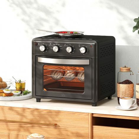 Miniahj koos ventilaatoriga, 90°C-230°C, 30L, mini ahi koos küpsetusplaadi, grillresti, puruplaadi, kuumaõhufritüüriga 7 režiimiga, fritüürikorv| Aosom