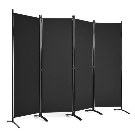 4-osaline kokkupandav vahesein privaatsuse tagamiseks koju ja kontorisse, 220 × 51 × 173 cm, must