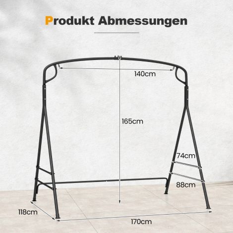 Metallist kiigeraam täiendavate külgvarrastega ja 2-rõngalise disainiga 170 × 118 × 165 cm