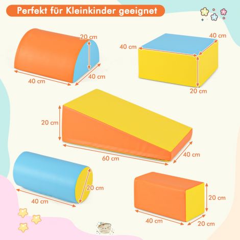 5-osaline vahtplokkide komplekt, hiigelklotsid müramiseks ja ronimiseks, suured klotsid oranž + kollane