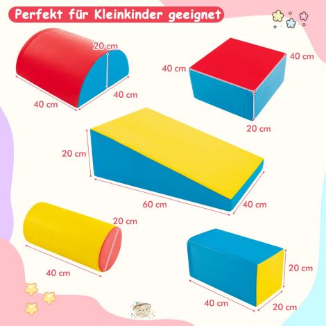 5-osaline vahuklotside komplekt, hiigelklotsid müramiseks ja ronimiseks, suured klotsid sinine + punane