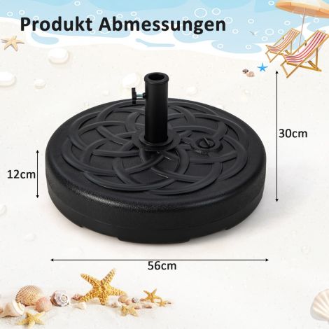 Täidetav ümmargune päikesevarju alus läbimõõduga 56 cm, kuni 46 kg, must