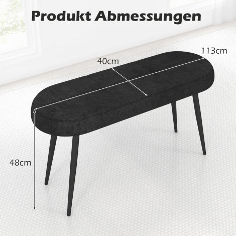 113 cm istmepink padjaga ja metalljalgadega, polsterdatud ottomaan kuni 300 kg kandevõimega, must