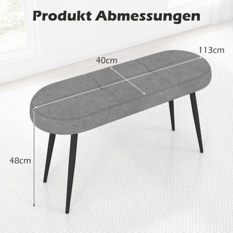 113 cm istmepink padjaga ja metalljalgadega, polsterdatud ottomaan kuni 300 kg kandevõimega, hall