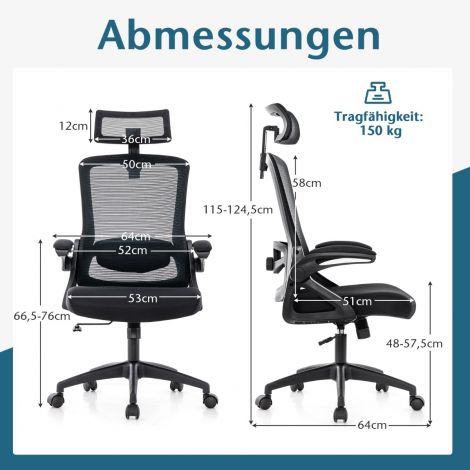 Ergonoomiline kontoritool reguleeritava nimmetoe ja peatugaga, must