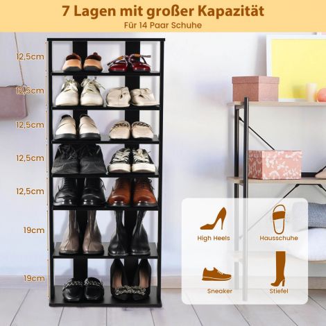 Reguleeritava kõrgusega 8-astmeline puidust kingariiul, vabaltseisev nurgariiul, pruun