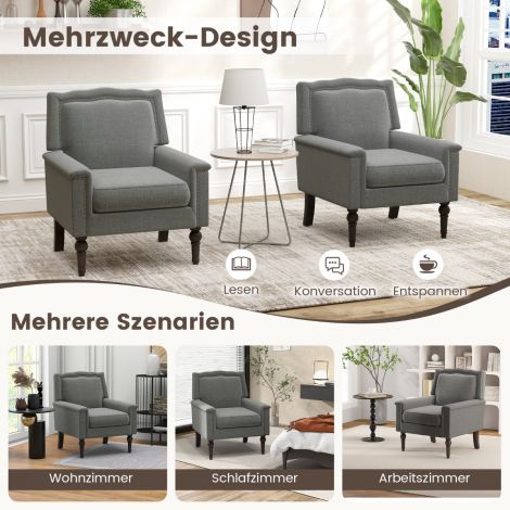 Tugitool lugemistool paksu polsterdusega täismassist kummipuidust jalgadega 74 x 78 x 90 cm hall