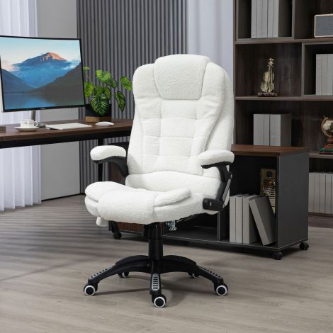 Vinsetto massaažitool, 67x74x107-116cm, kõrguse reguleerimine, kiikfunktsioon, soojendusfunktsioon, lamamisfunktsioon, jalatugi, teddysamet, valge