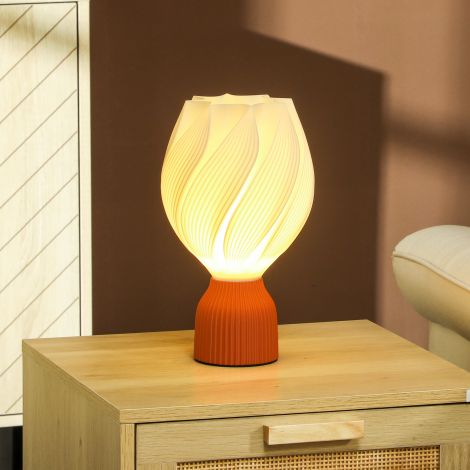 Laualamp, LED laualamp 3D-prinditud õielise lambivarjuga, öölamp elutuppa, mängutuppa, valge