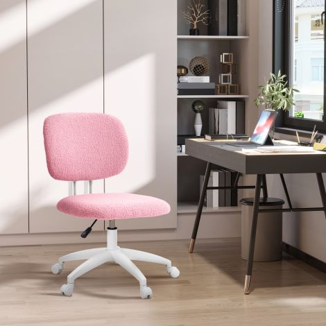 Vinsetto ergonoomiline kontoritool, reguleeritava kõrgusega ilma käetugedeta pöörlev tool, samet, roosa, kodukontorisse ja mängimiseks.