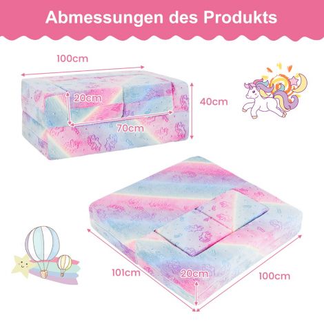 Modulaarne laste diivan, pimedas helendav mängudiivan, moduuldiivan Ükssarvik