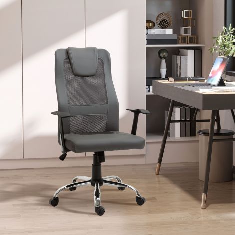 Vinsetto ergonoomiline kontoritool kiikfunktsiooniga, kõrguse reguleeritav & 360° pööratav, kirjutuslauatool käetugedega, kuni 120 kg, hall.