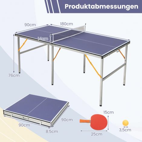 Kaasaskantav lauatennise komplekt võrguga, 2 reketi ja 3 palliga, mini lauatennise laud