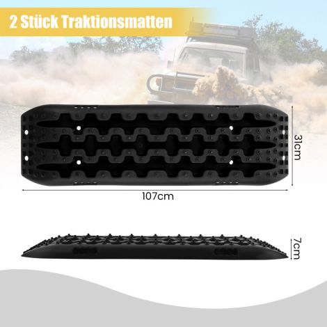 Offroad liivamatid, 2 tk, käivitusabi rehvideredelile liiva/pori/lume jaoks, 107 × 31 × 7 cm, must