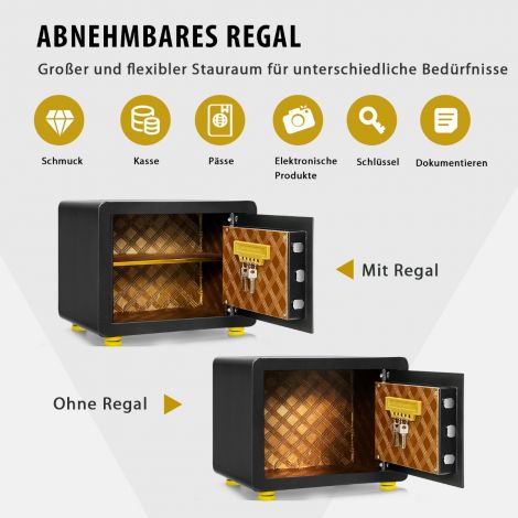 31,5 L seif, elektrooniline seifikapp digitaalse klaviatuuri ja võtmega, 40 × 30 × 31 cm, must