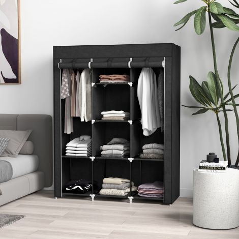 Riidekapp riidepuuga 8 tasandit 125x43x162,5cm helehall ruumisäästlik kokkupandav kapp esikusse ja magamistuppa.