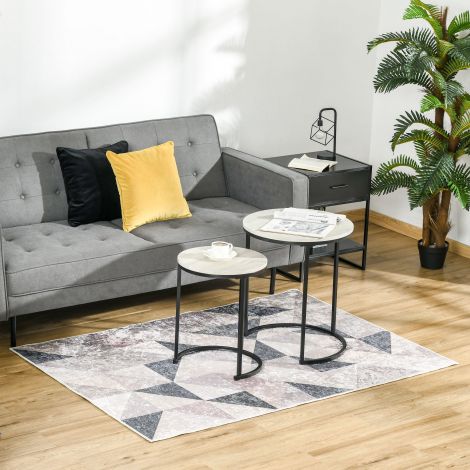 Moodne vaip 170x120 cm trendikujundusega geomeetriliste kujunditega, fliiskattega elutuppa ja kööki, hall must valge.