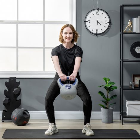 SPORTNOW Kettlebell 12 KG, põrandasõbralik kuulhantel jõutreeninguks ja fitnessiks, sinine, ideaalne koduseks treeninguks.