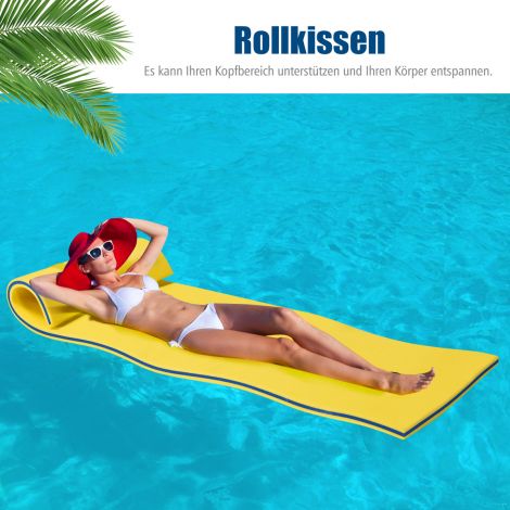Veematt ujuv XPE-vahtplastmatt 220 x 90 x 4 cm kollane+sinine