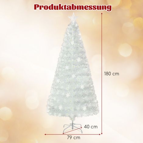 180 cm kõrgune kunstkuusk värviliste LED-tulede, valguskiudude ja valge tähetipuga