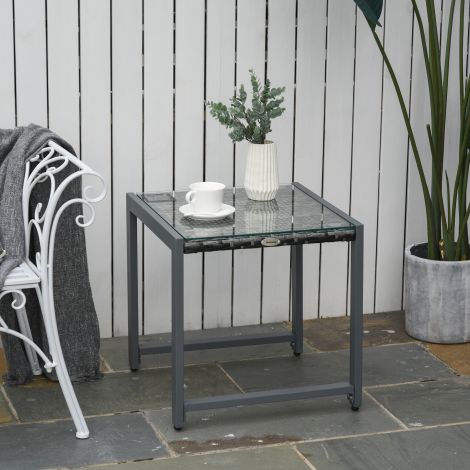 Outsunny® aiatool abilaud karastatud klaasiga, polürotangist ja alumiiniumist, ilmastikukindel ja moodne aeda, rõdule, terrassile.