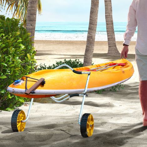 SPORTNOW reguleeritav kanuukäru paadikärude surfikäru paaditreiler koos pingutusrihmaga kanuule, surfilaudadele, aerulaudadele, alumiinium, kollane.de