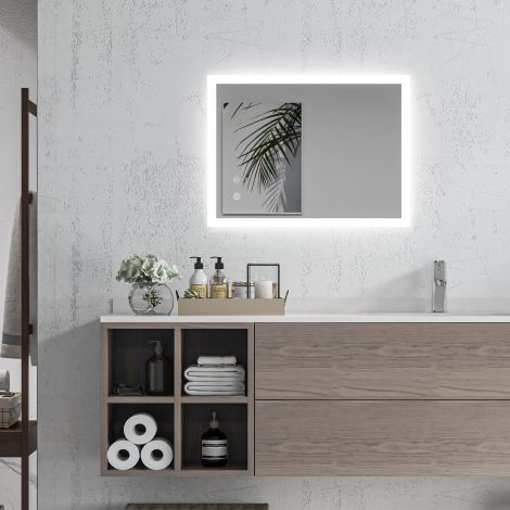 kleankin vannitoa peegel LED-valgustusega 70x50 cm, puutelüliti, mälufunktsioon, uduvaba, 3 valgusvärvi, IP44 veekindel.de
