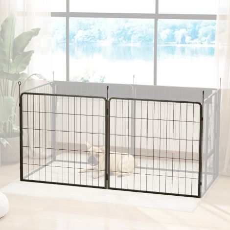 2-osaline komplekt 2 koeraaiapaneeli laiendamiseks vabapidamiseks, 80 x 80 cm terasest kutsikaaed, väikestele ja keskmistele koertele must