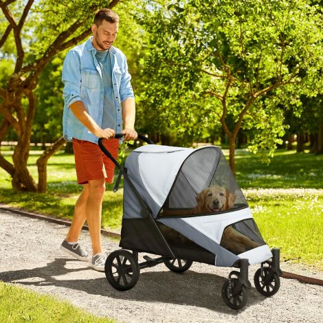 Koerakäru koerabuggy kokkupandav suurtele koertele ja kassidele kuni 30 kg kassibuggy padja, võrkkardinate, uste, hoiukoti, kassikäru turvarihmade, pidurite, halli buggyga.