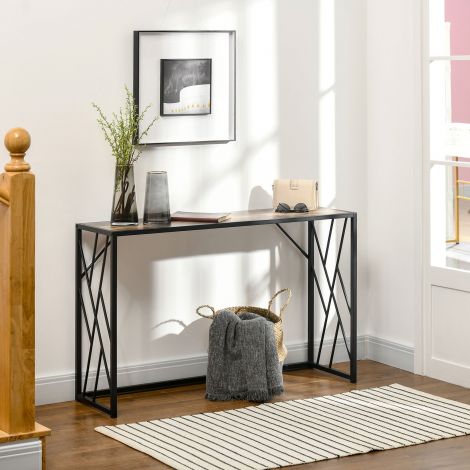 Konsoollaud, esikulaud terasjalgadega, abilaud tööstuslikus stiilis, dekoratiivlaud esikusse, koridori, kontorisse, teras, 120 x 35 x 75 cm pruun