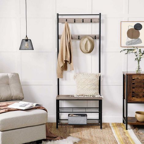 Riidenagi kingariiuliga metallist Vasagle 70x32x175 cm greige