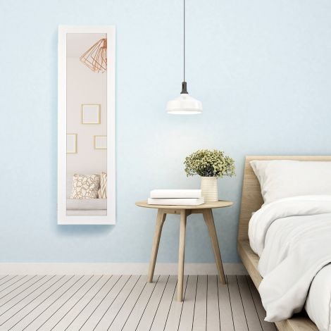 Ehtekapp ukse- ja seinapaigalduseks, täispikk peegel hoiuriiulitega, 30 x 8,5 x 129,5 cm, valge