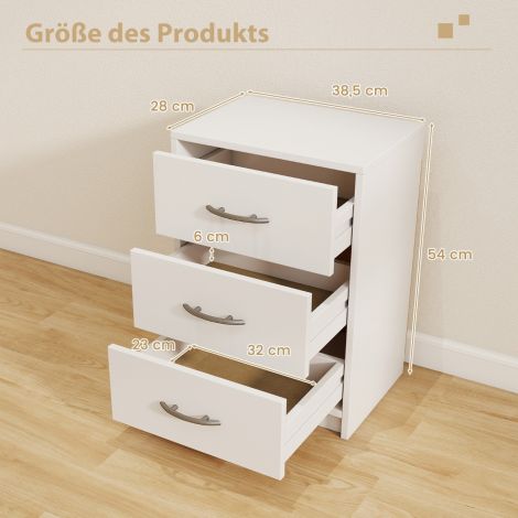 Kolme sahtliga öökapp boxspring-voodile, 38,5 x 28 x 54 cm, valge