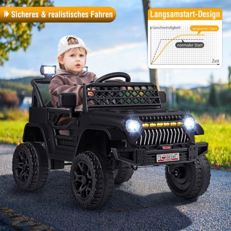 Lasteveok 12 V akuga taaslaetav elektriauto kaugjuhtimispuldiga must